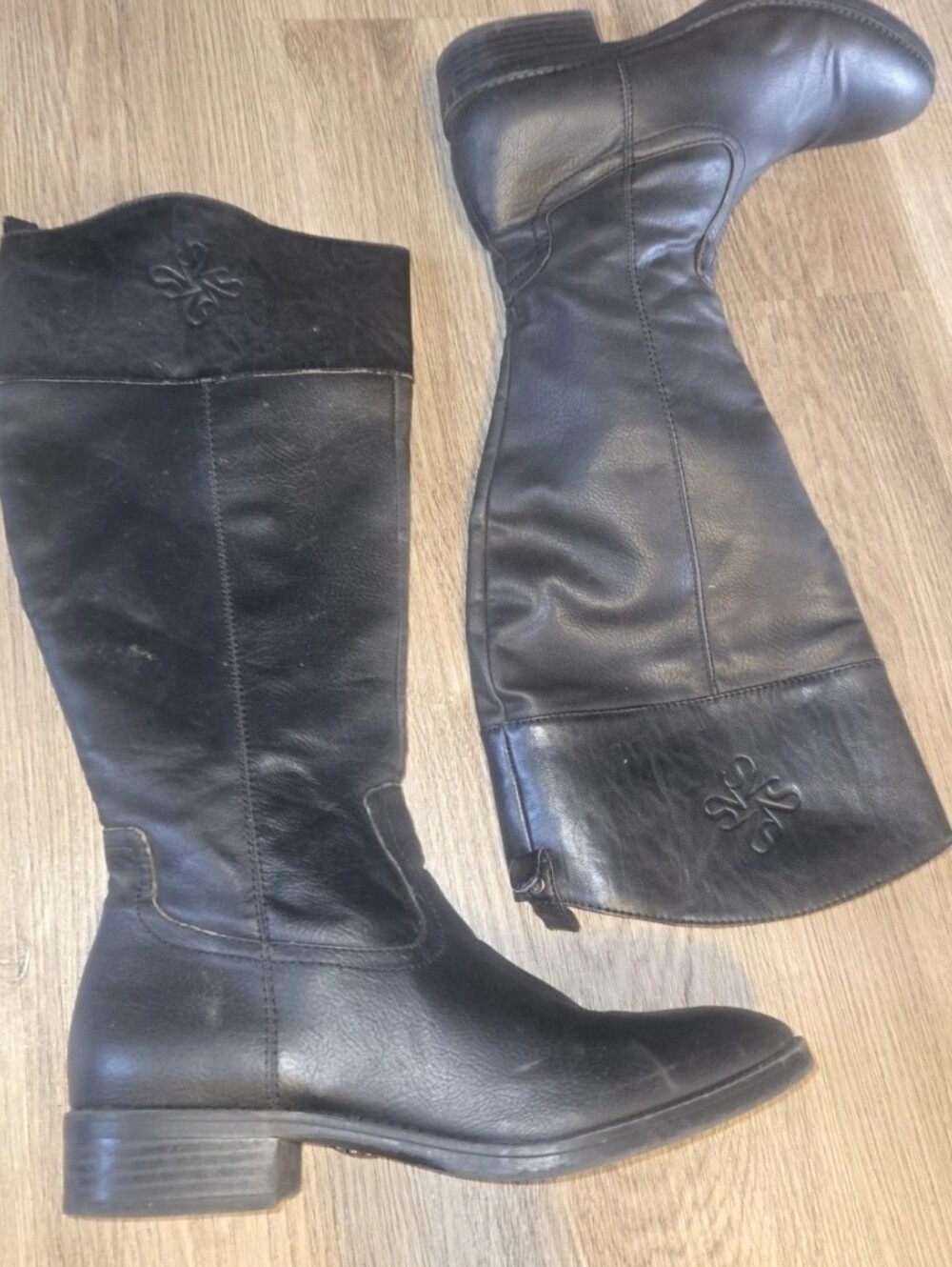 Vera Wang Black Leather Over-the-Knee Boots